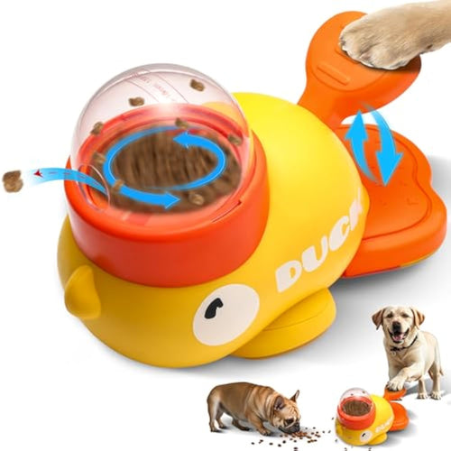 Dog Interactive Treat Dispenser Toy, Food Puzzle Slow Feeder, 2-in-1 Durable Cute Duck Shaped Design for Small Medium Dogs and Cats, Shaped Design for Small Medium Dogs and Cats, Interactive IQ Training Reduces Bloating