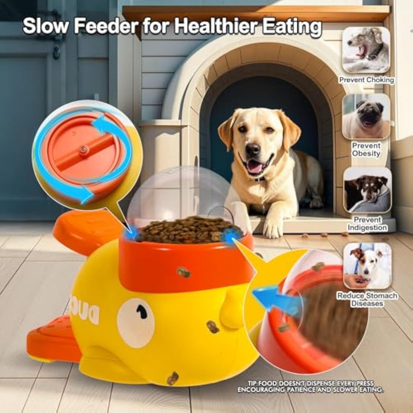Dog Interactive Treat Dispenser Toy, Food Puzzle Slow Feeder, 2-in-1 Durable Cute Duck Shaped Design for Small Medium Dogs and Cats, Shaped Design for Small Medium Dogs and Cats, Interactive IQ Training Reduces Bloating
