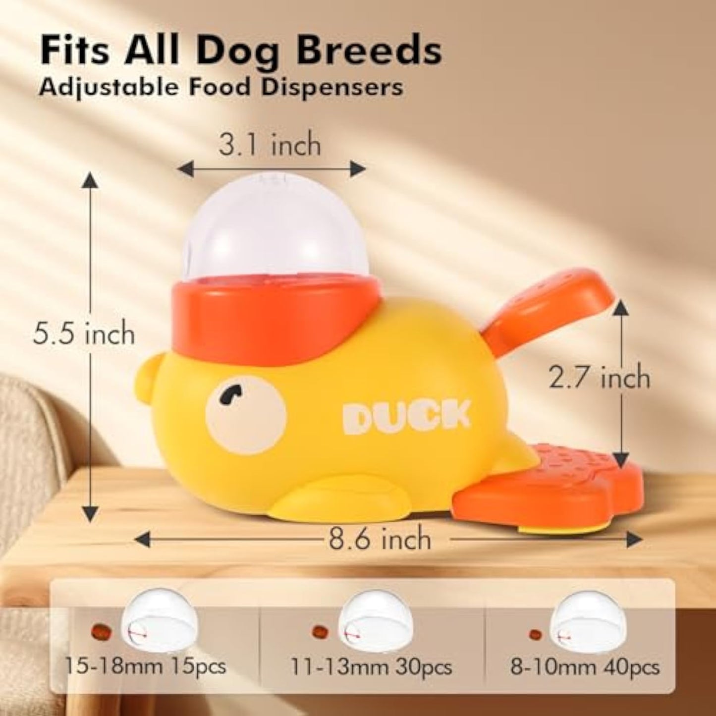 Dog Interactive Treat Dispenser Toy, Food Puzzle Slow Feeder, 2-in-1 Durable Cute Duck Shaped Design for Small Medium Dogs and Cats, Shaped Design for Small Medium Dogs and Cats, Interactive IQ Training Reduces Bloating