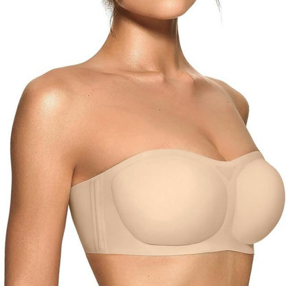 💞Womens Strapless Bras Push Up Bandeau Bra Non Slip Wireless Supportive Padded Bras Seamless Comfortable Tube Jelly Bra